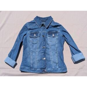 Wrangler Authentics Womens Blue Denim Jacket Size Small Button Up